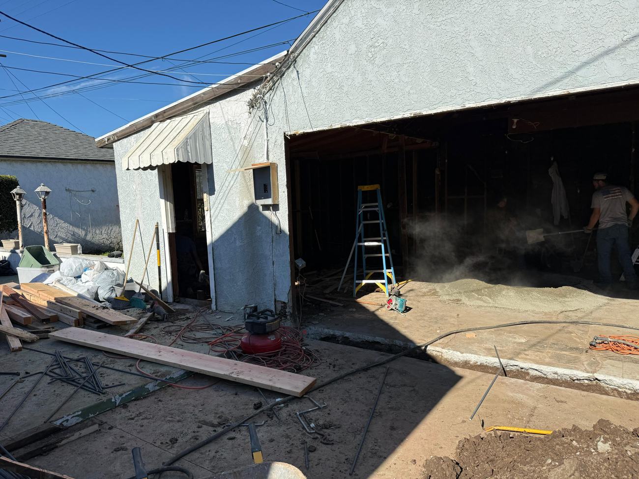 ADU garage conversion demolition and concrete pour by Green Rise Builders
